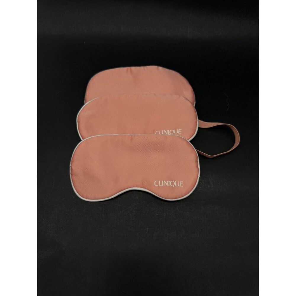 3 x Clinique Plush Pink Stain White Trim Eye Mask Sleep Eyemask Silky